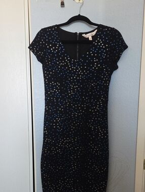 Marilyn Monroe Black Metallic Blue & Silver Star Dress - Size M
